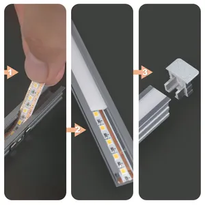 Surface Mounted 12V 18.8mmxH13.2mm Clip On Board Welded Free Led Cabinet Strip Light Cabinet Light