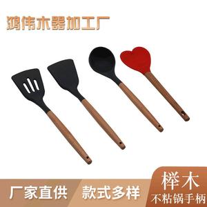 Kitchen Utensil Set 6 Piece Food Grade <b>Silicone</b> With Wood Handles Cooking Spoon Spatula Non Stick Pan <b>Tools</b> - Product Image 5