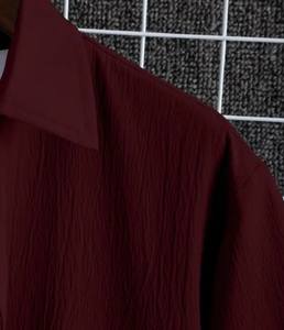 Chemise à Col Étalé pour Homme, Vêtement Décontracté 100% Coton ODM, Couleur Unie, Tricoté, Tissage Anti-Rides, Couleur Unie, Tailles XL 6XL - Product Image 3