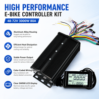 Kit Pengontrol Motor DC Tanpa Sikat 48V 60V 72V 3000W 80A dengan Layar LCD SW900 untuk Skuter Listrik, Sepeda Listrik, dan Sepeda Roda Tiga