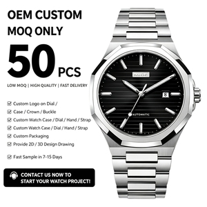 Fabricant de montres personnalisées à faible MOQ, montres classiques automatiques de luxe pour hommes en acier inoxydable, mouvement mécanique japonais - Product Image 1