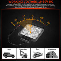 Projecteur de travail carré à LED de 4 pouces, barre lumineuse à LED de 48W pour 4x4, tout-terrain, ATV, UTV, camion, tracteur, feux antibrouillard de moto