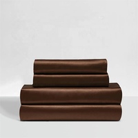 Parure de lit de luxe en pure soie de mûrier 100 %, drap-housse et drap plat pour couvre-lit en soie