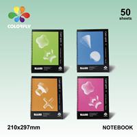 Carnet d'exercices A4 personnalisé mignon à spirale, 50 feuilles lignées, couverture en papier, impression numérique, marque OEM, usage scolaire, certifié ISO9001