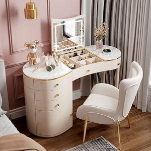 Table de toilette de luxe Aiyi, table de maquillage blanche avec miroir LED, meubles de <span class=keywords><strong>chambre</strong></span> à coucher, ensembles de <span class=keywords><strong>chambre</strong></span> à coucher, table d'étude moderne - Product Image 4