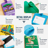 Étiquettes d'identification de valise 3D personnalisées en relief, étiquettes de bagages durables et imperméables en PVC, patchs de dessin animé pour sacs à dos et sacs