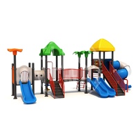 Équipement de jeu multifonctionnel en plastique sur le thème du palmier pour les écoles et les parcs d'attractions, toboggan extérieur pour enfants