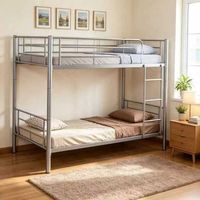 Lit superposé en tube de fer durable, style minimaliste moderne, gain de place, pour adultes et étudiants, utilisation à domicile dans la chambre.