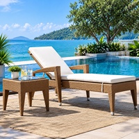 Meubles d'extérieur modernes avec structure en aluminium et chaise longue inclinable avec roulettes pour cour, hôtel, villa