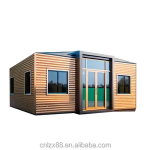 Rumah modular rumah Prefab rumah 20 kaki dan 40 kaki rumah kontainer dapat diperluas lipat dua kamar tidur rumah prefabrikasi