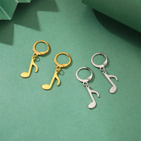 Boucles d'oreilles pendantes asymétriques en forme de note de musique pour femmes, en acier inoxydable, bijoux pour musiciennes et amoureuses de la musique, cadeaux