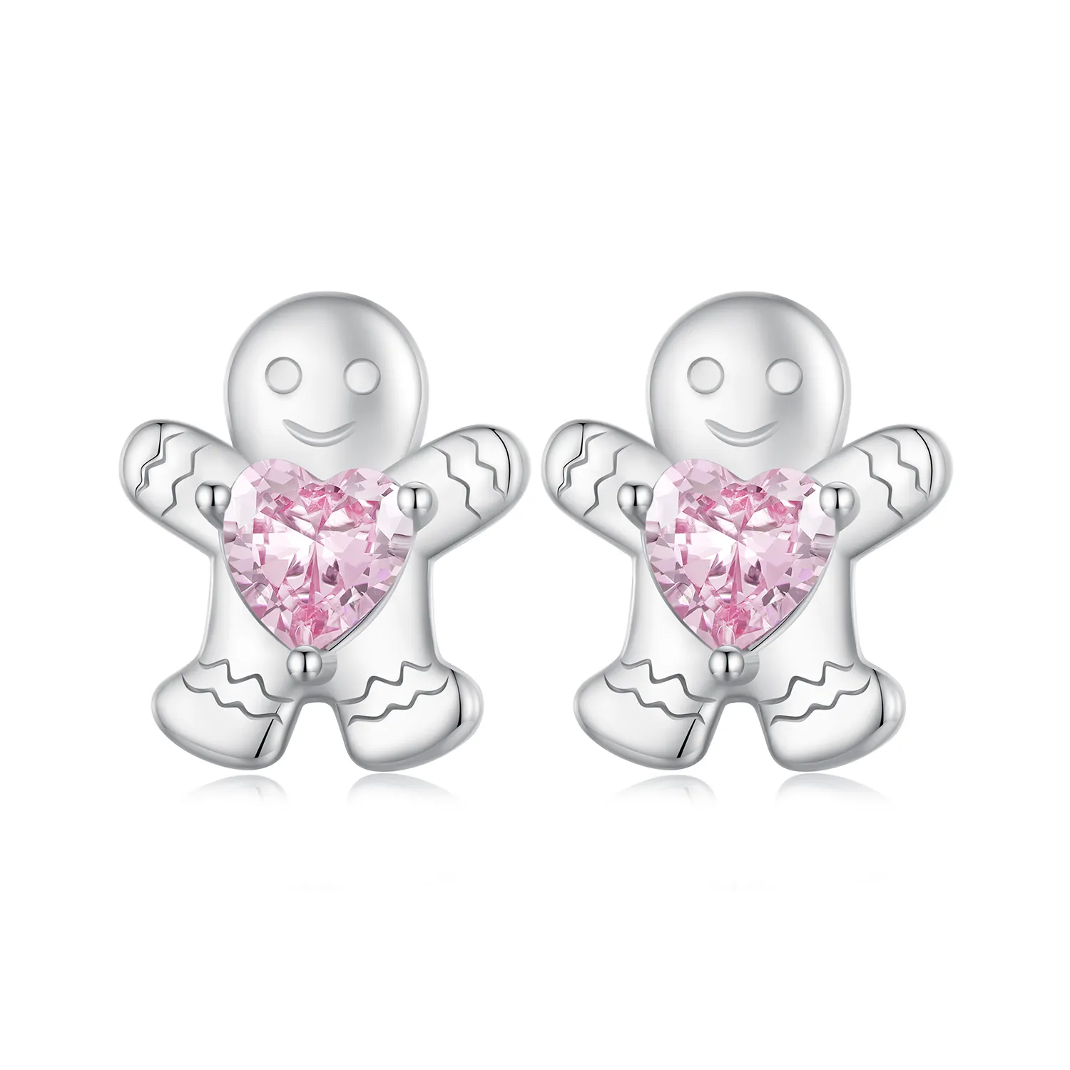 Gingerbread Man Ear Stud 925 Sterling Silver Christmas Gift Box Earrings For Women Christmas Party Jewelry Gift SCE1656