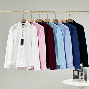<span class=keywords><strong>Camisa</strong></span> Oxford de <span class=keywords><strong>Manga</strong></span> <span class=keywords><strong>Larga</strong></span> para <span class=keywords><strong>Hombre</strong></span>, de Algodón Puro, Color Sólido, con Botones, de Alta Calidad, Marca de Lujo # RL - Product Image 1