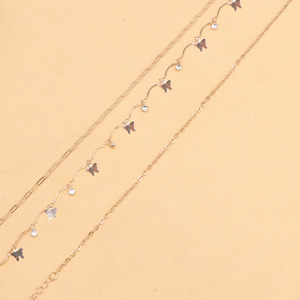 โซ่คาดเอวสองชั้นสีทองประดับผีเสื้อและคริสตัลพู่ห้อยสำหรับผู้หญิง สไตล์สตรีทแฟชั่น ใส่ได้ทุกวัน โซ่โลหะแบบห่วงเดี่ยว - Product Image 4