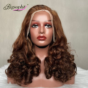 # Peluca de Cabello Humano Virgen 4 Funmi SDD, Color Marrón Chocolate, 16 Pulgadas, Rizado y Voluminoso, 13x4, Parte Libre, Encaje Frontal Transparente, 350% de Densidad - Product Image 2