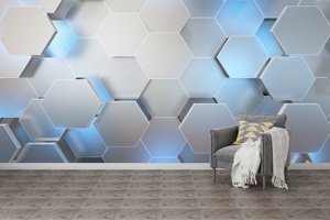Papier peint <span class=keywords><strong>mural</strong></span> 3D géométrique personnalisé, style technologique amovible pour salle de jeu et décoration de bureau - Product Image 4