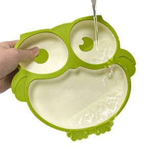 Am Azon Hot Selling <strong>Owl</strong> Design BPA Free Children Eating <strong>Plate</strong> Kids Food Tray Food Grade Silicone Suction Baby Divided <strong>Plate</strong> - Product Image 3