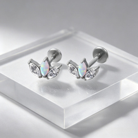 Piercings de Cartilage en Titane G23 avec 3 Zircons Marquise, Accessoires pour Oreilles Hélix pour Femmes