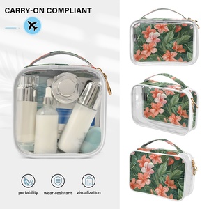 Hawaiian Custom Flower Women 2-pack Transparent Clear PVC Mini Cosmetic Bag <b>Make</b> <b>up</b> Organizer <b>Pouches</b> Travel Toiletry Bags - Product Image 5