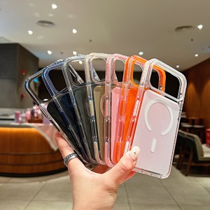 เคสโทรศัพท์แม่เหล็กสองสีสำหรับไอโฟน 18 17 16 15 14 13 12 โปรแม็กซ์กรอบใสกันกระแทกฝาครอบป้องกันการตก - Product Image 1
