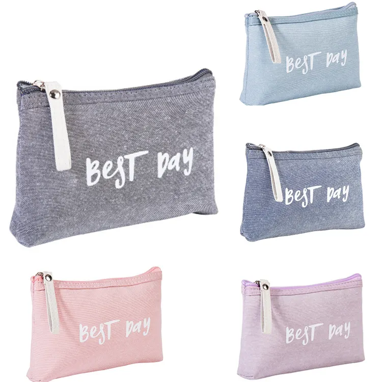Factory Direct Supply Customized Organic Cotton Makeup Travel Pouch Case Cosmetic Bag