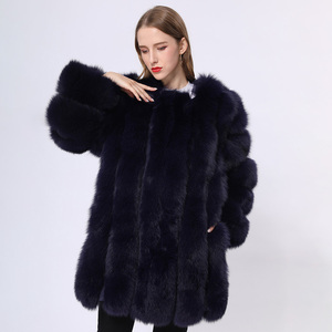 プラスサイズふわふわロングクラシック冬暖かい安いブルーフォックスファーコート女性 - Product Image 2