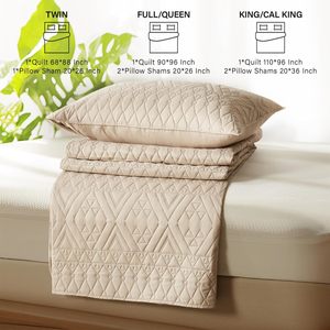 <strong>Beige</strong> Polyester Geometric Pattern High-Quality Hot Sale Bed Elegant <strong>Bedspreads</strong> Lightweight Ultrasonic 3pcs <strong>Bedspread</strong> - Product Image 6