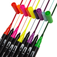 Offre Spéciale nouveau produit stylo marqueur 120 à Double tête avec tige noire souple, ensemble de stylos aquarelle pour fournitures d'art