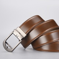 Sabuk Kulit Sapi Asli Pria Model Split dengan Logo Custom, Buckle Otomatis Alloy, Panjang 115-130cm, Laris Manis