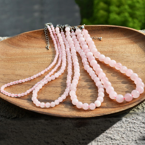 Collana all'Ingrosso in Quarzo Rosa da 8mm <span class=keywords><strong>per</strong></span> Donne, Gioiello Portafortuna alla Moda, Regalo, Collana Regolabile con Perle di Pietra Naturale - Product Image 2