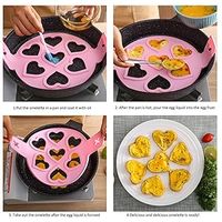 Poêle à frire en silicone à 7 trous, appareil multifonctionnel à 7 cavités pour faire des œufs et des crêpes en forme d'étoile et de cœur