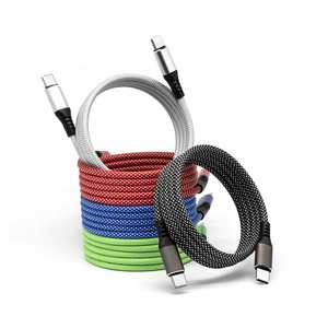 สายแบบพันรอบตัวเองด้วยแม่เหล็ก3FT ชนิด C ถึง C สายถักหลายสาย3A สายเคเบิลขนาด60วัตต์ USB-C สำหรับ iPhone 16 17สำหรับสมาร์ท<span class=keywords><strong>โฟน</strong></span><span class=keywords><strong>ทุก</strong></span><span class=keywords><strong>รุ่น</strong></span> - Product Image 1