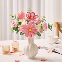 Hochwertiger Gehäkelter Blumenstrauß Rosa Handgestrickte Blumen Gehäkelte Tulpen Künstliche Blumen Geschenk zum Muttertag Valentinstag