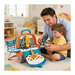 Creative Workshop <b>Tool</b> <b>Set</b> Wooden Workbench Toolbox Engineer Toy Drill Construction Pretend Play Educational Activity Toy - Product Image 3