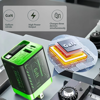 Adaptateur de chargeur multi-ports GaN 20W avec câble rétractable, charge rapide PD QC, prise US EU UK pour iPhone Android Samsung