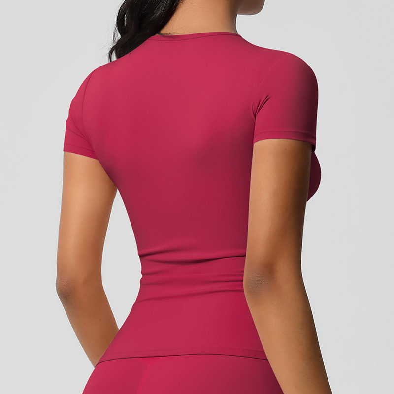 Wholesale Custom logo 10 Colors Quick-drying Slim Yoga Wear Light Weight Fitness Top Outdoor Running Short-sleeved Women