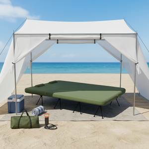Cama de Camping Inflable Plegable con Altura Ajustable y Almohada para Uso en Exteriores, Parques y Playa - Product Image 1