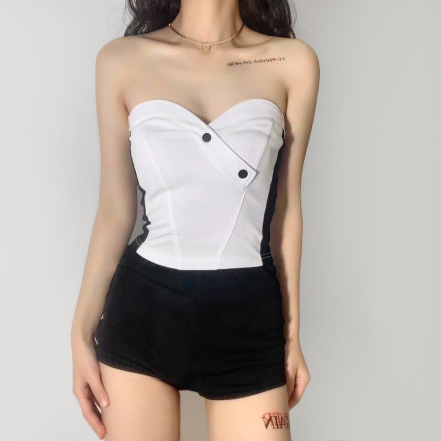 Kliou K21B00876 летний модный сексуальный топ без рукавов с прострочкой без бретелек 2021 новые женские жилеты