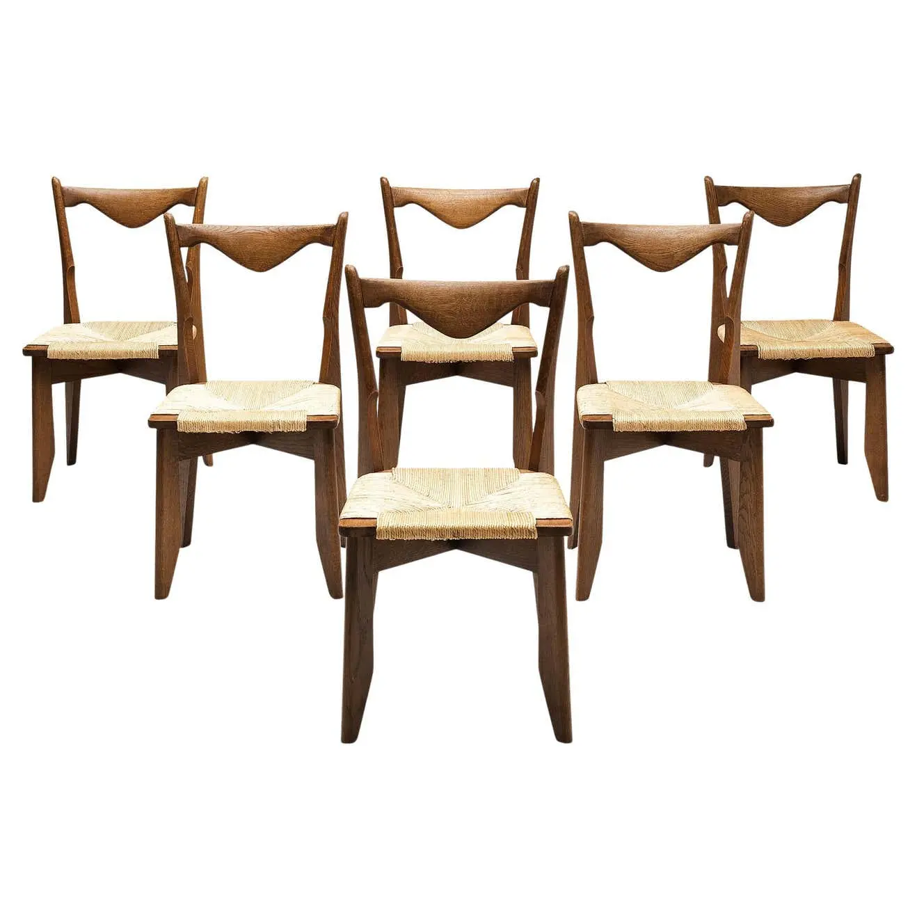 Six chaises de salle à manger en chêne et paille Sièges pour salon chaise de salle à manger en chêne chaise en bois massif dossier droit
