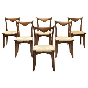 Six <span class=keywords><strong>chaises</strong></span> de salle à manger en chêne et en osier pour le salon, chaise de salle à manger en chêne, chaise en bois massif, dossier droit - Product Image 1