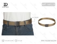 Cintura Intrecciata a Coste da Uomo 4.0cm 125cm Kaki con Fibbia in Ferro per Uso Casual - Product Image 1