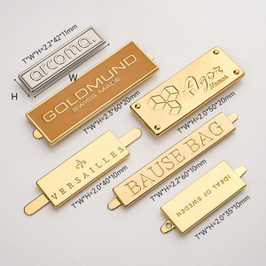 China Leverancier Aangepaste Metalen Logo Plaat Voor Handtassen, Tas Accessoires Rechthoek Met 4 Klinknagel Goud Metalen Label - Product Image 3