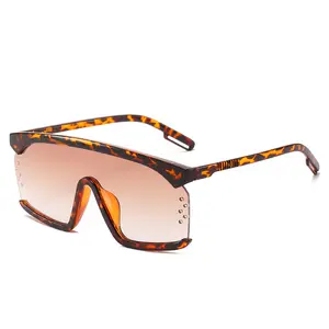 Quality assurance one piece lens oversized square PC frame shades UV400 fashion advanced sunglasses