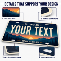 Placa de Matrícula Personalizada de Aluminio de 12x6 Pulgadas, Texto Personalizado Impreso a Todo Color, Letrero Decorativo para Automóvil