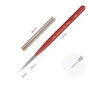 BW21-02 New Liner Brush of Nails Red Resin Handel Art Design Pen Brush for UV Gel Custom PA Nylon Hair Nail Liner Brush