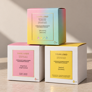 Boîte d'emballage cosmétique de luxe personnalisée avec impression dorée, boîte en carton pour sérum, capsules et crème - Product Image 1