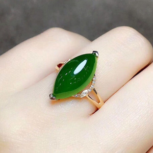 Chính Hãng Tự Nhiên Xanh Ngọc Đá Quý Có Thể Điều Chỉnh Đám Cưới Ban Nhạc Nhẫn Bạc 925 Nam Nữ 22X12 Mm Giọt Nước Hợp Thời Trang Kỷ Niệm - Product Image 1