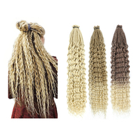 Shinein 24 pollici in loop morbido Single Ended capelli sintetici dread extension Ombre ondulate ricci Dreadlock extension