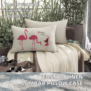 Funda de Almohada Lumbar de Lino Tejido Ecológico Moderno con Cierre de Cremallera y Estampado por Sublimación para Sofá y Cojines de Asiento - Product Image 1