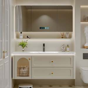 Factory Customized Minimalist <b>Floating</b> LED Bathroom Vanity Set for Home Hotel Apartment, Waterproof & Easy-Clean - Product Image 5